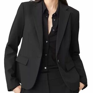 Ann Taylor Black Virgin Wool Blend Blazer Jacket Size 8